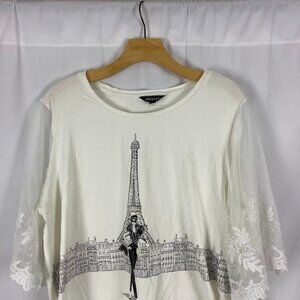 Love & Lace Paris Chic Eiffel Tower Graph Pullover Top Women's‎ 2X